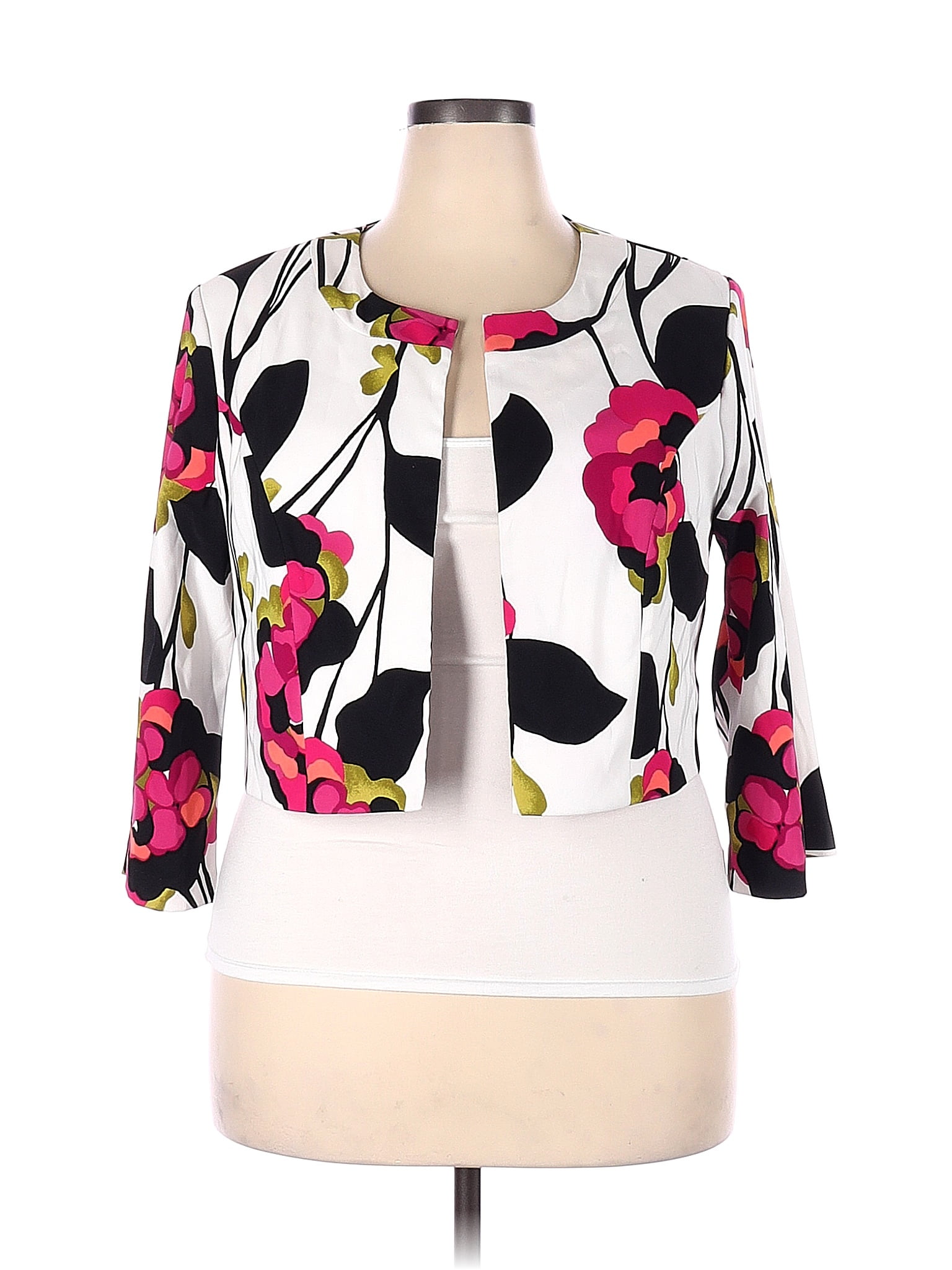 DressBarn Floral White Pink Jacket Size 20 (Plus) 58 off thredUP