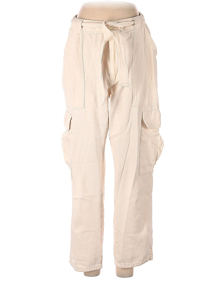 MNG 100% Cotton Solid Ivory Cargo Pants Size M - 44% off | thredUP