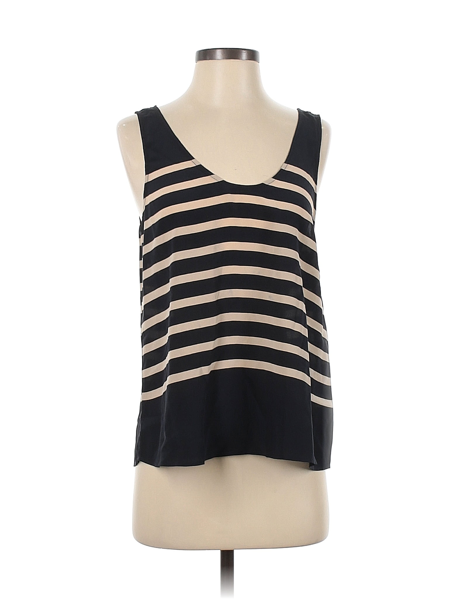 Joie 100% Silk Color Block Stripes Black Sleeveless Silk Top Size S ...