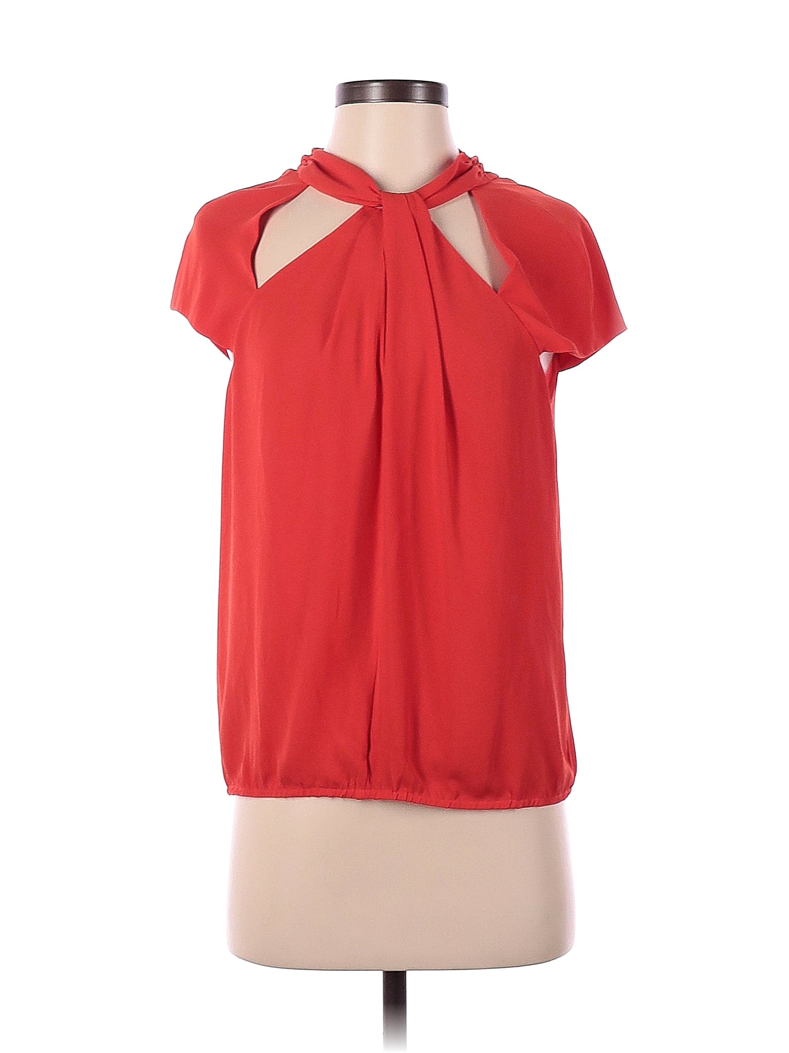 Bcbgmaxazria 100 Polyester Orange Short Sleeve Blouse Size S 88 Off