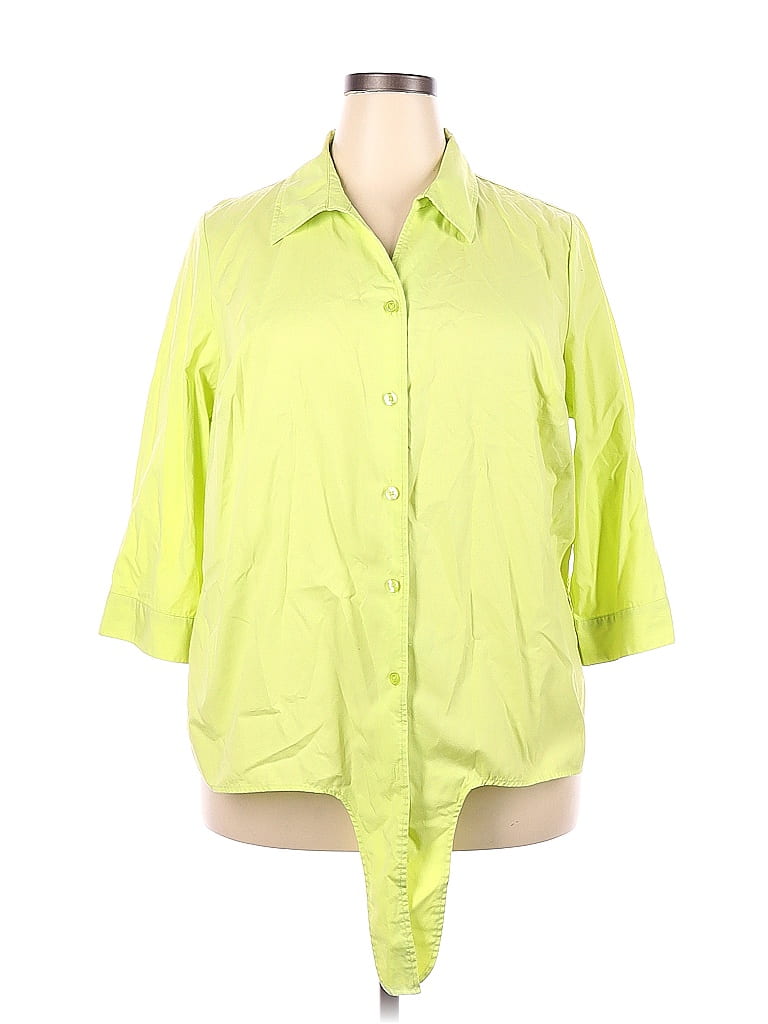 Cj Banks Green Long Sleeve Button-Down Shirt Size 2X (Plus) - photo 1