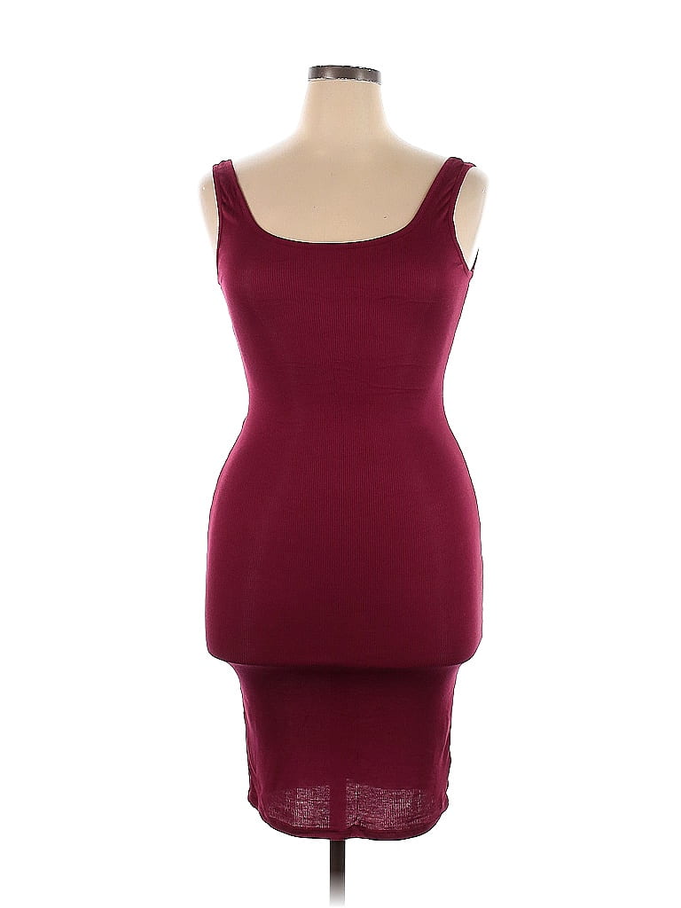 Magic Fit Solid Burgundy Casual Dress Size L 65 Off Thredup