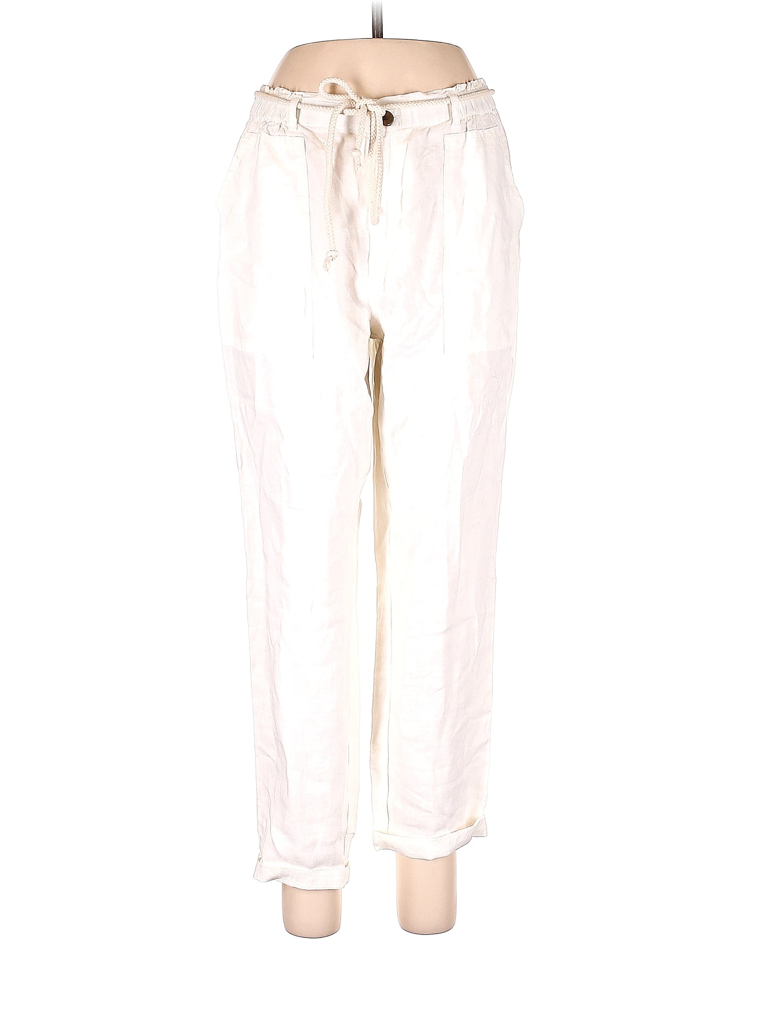 Lou & Grey 100% Linen Solid White Linen Pants Size M - 78% off | thredUP