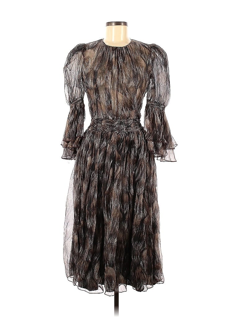 Dolce & Gabbana 100% Silk Multi Color Brown Casual Dress Size 42 (IT ...