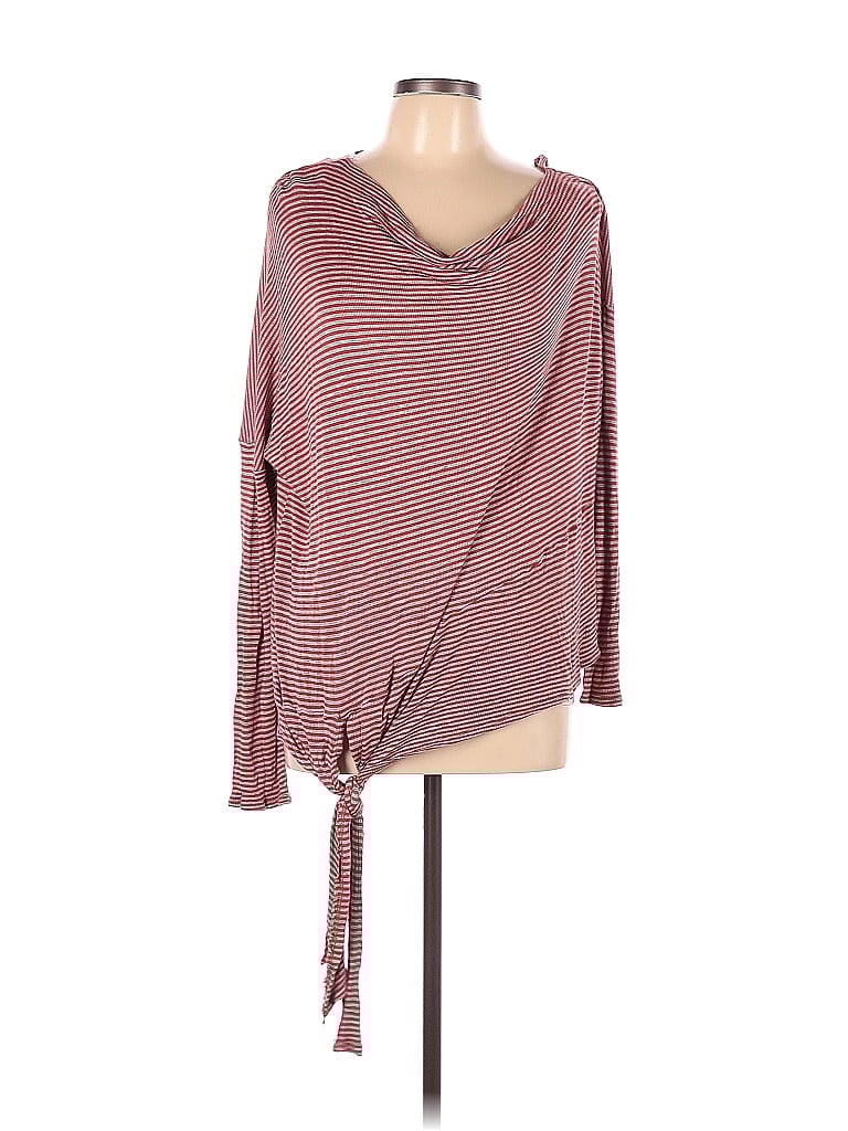 Pre-owned Kye Mi Long Sleeve Top Burgundy Cowl Neck Tops
