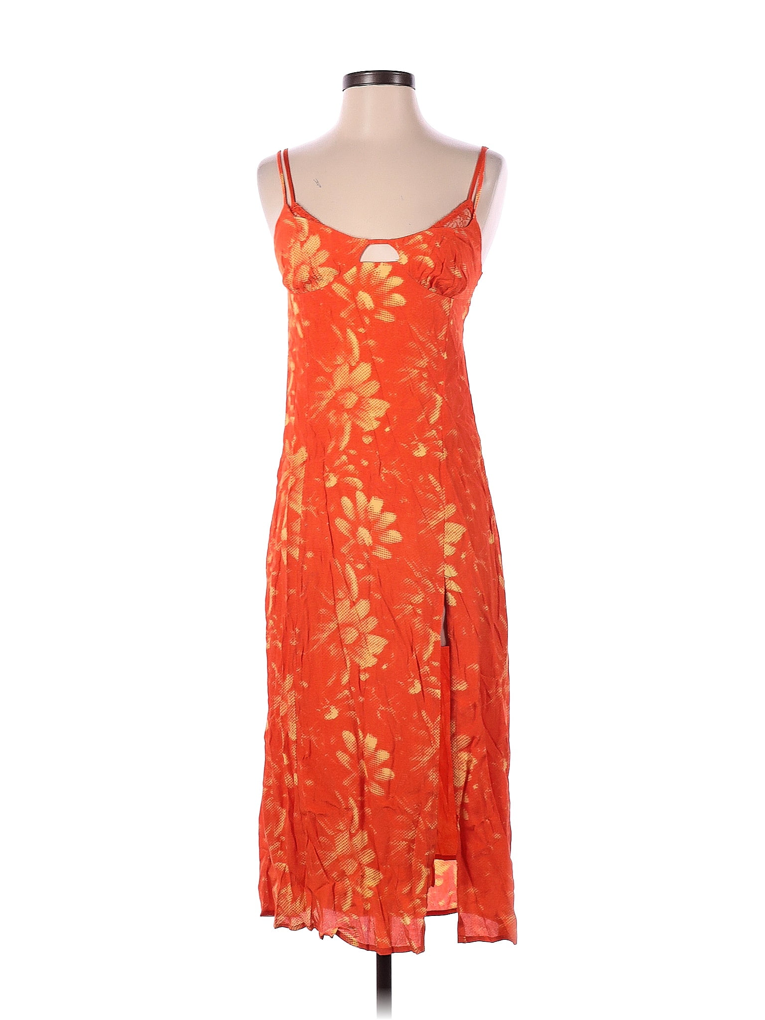 Urban Outfitters 100% Viscose Floral Orange Casual Dress Size S - 53% ...