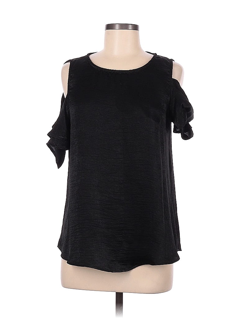 Pre-owned Mi Ami Short Sleeve Top Black Cold Shoulder Neckline Tops
