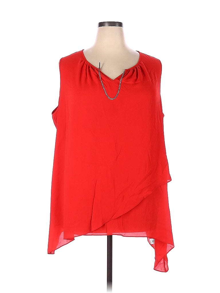 Avenue 100% Polyester Red Sleeveless Blouse Size 26 - 28 Plus (Plus) - photo 1