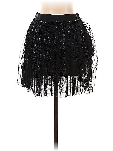 Forever 21 100 Polyester Solid Black Formal Skirt Size S 44