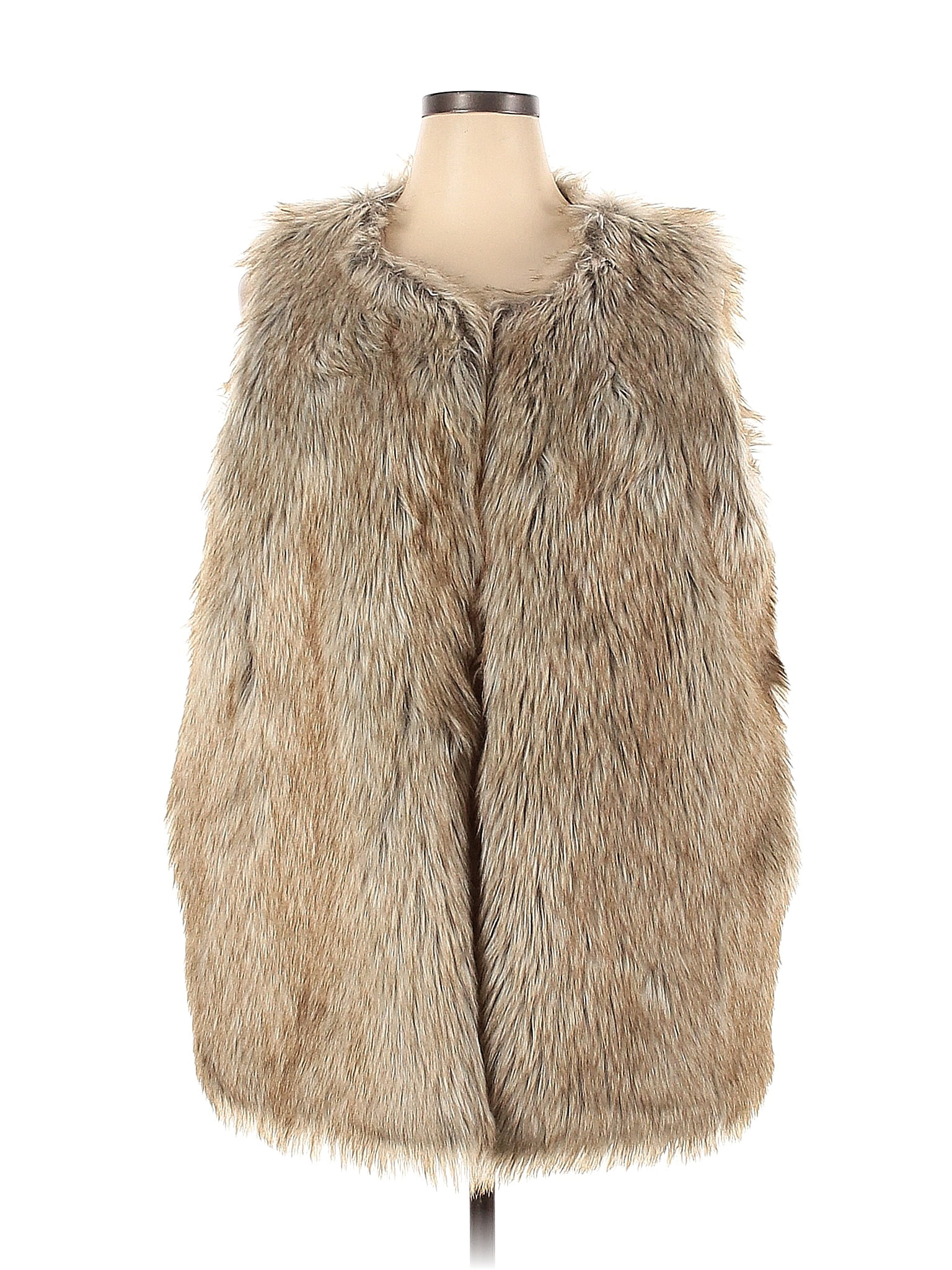 Rachel Zoe Solid Tan Faux Fur Vest Size 2X (Plus) - 71% off | thredUP