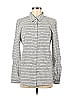 Caslon 100% Cotton Stripes Gray White Long Sleeve Button-Down Shirt Size M - photo 1