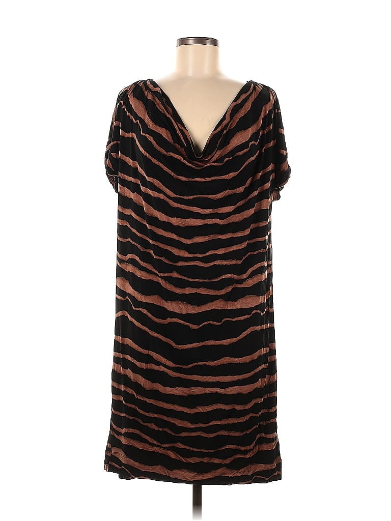 Ann Taylor LOFT Tortoise Animal Print Zebra Print Brown Black Casual Dress Size M - photo 1