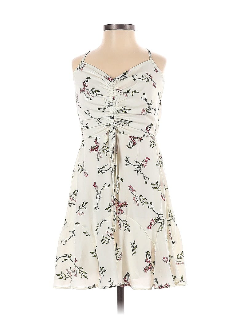 Trixxi 100% Polyester Floral Motif Floral Ivory Casual Dress Size XXS - photo 1
