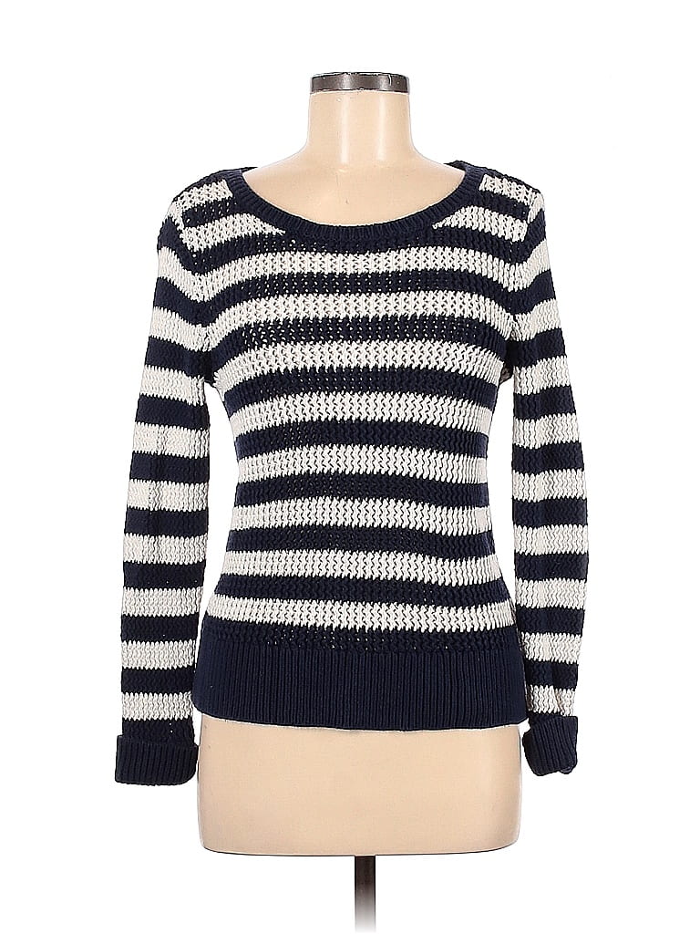 Gap 100% Cotton Stripes Blue Pullover Sweater Size M - photo 1