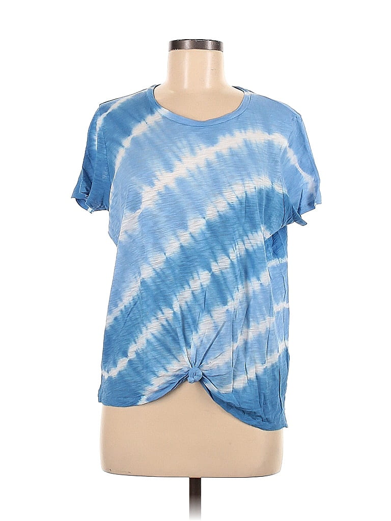GOLDIE 100% Pima Cotton Acid Wash Print Tie-dye Blue Short Sleeve T-Shirt Size L - photo 1