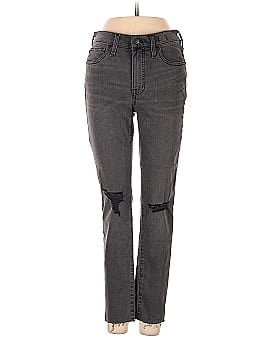 Madewell Petite 9" Mid-Rise Skinny Jeans in Black Sea (view 1)