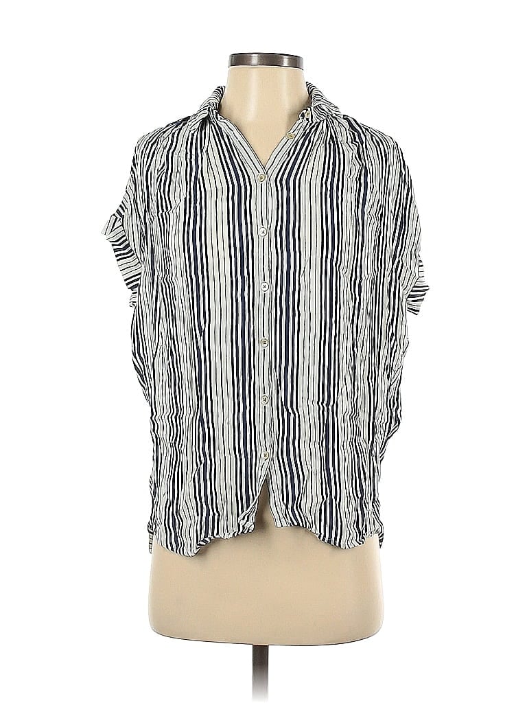 Pre-owned Madewell Short Sleeve Blouse In White