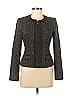 T Tahari Jacquard Marled Damask Tweed Chevron-herringbone Brocade Gray Black Jacket Size 2 - photo 1