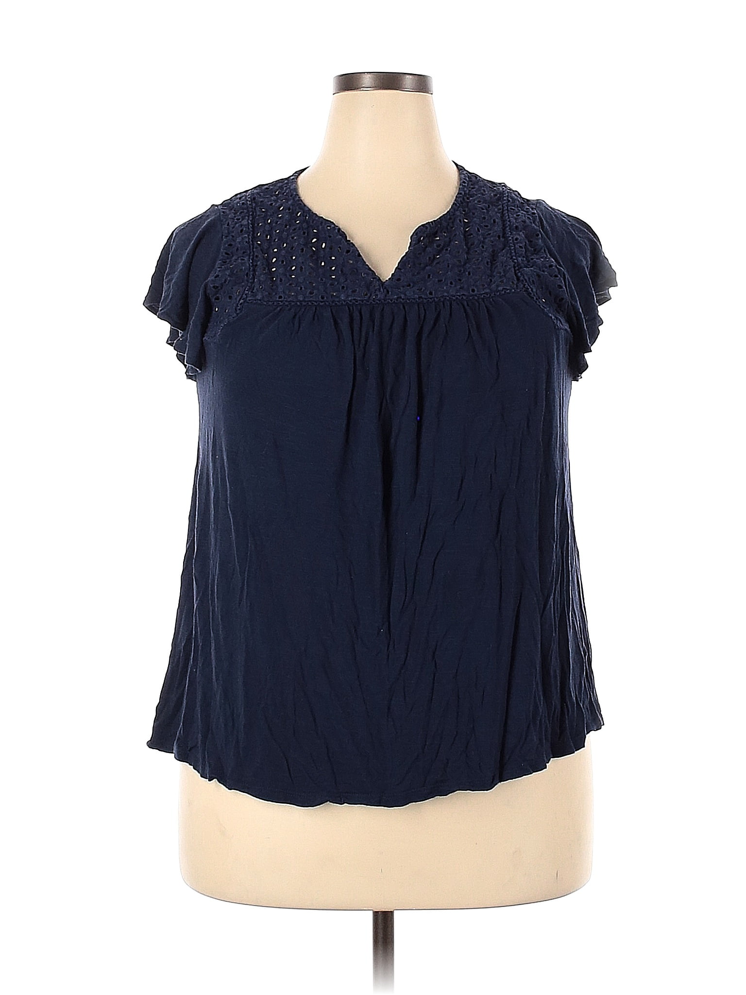 Merona 100 Rayon Blue Sleeveless Blouse Size Xxl 57 Off Thredup