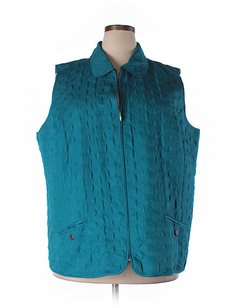 Cj Banks 100% Polyester Solid Teal Vest Size 3X (Plus) - 76% off | thredUP