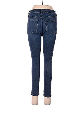 Ann Taylor LOFT Petite Modern Destructed Slim Pocket Skinny Jeans in Mid Indigo Wash (view 2)
