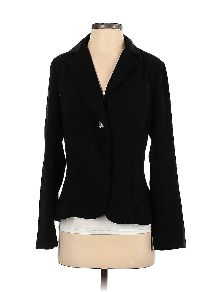 Spiegel 100% Polyester Black Blue Blazer Size 4 - photo 1