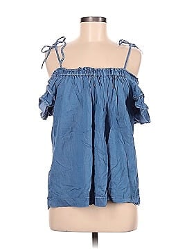 Ann Taylor LOFT Petite Chambray Tie Off The Shoulder Top (view 1)