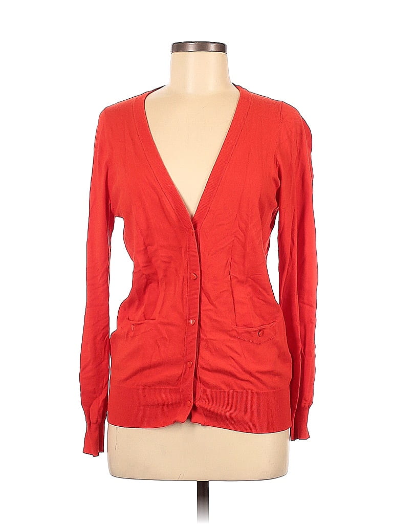 Shoshanna Color Block Solid Red Cardigan Size L - photo 1