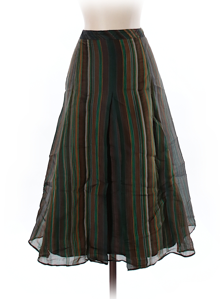 Lafayette 148 New York 100% Silk Stripes Brown Silk Skirt Size 8 - 79% ...