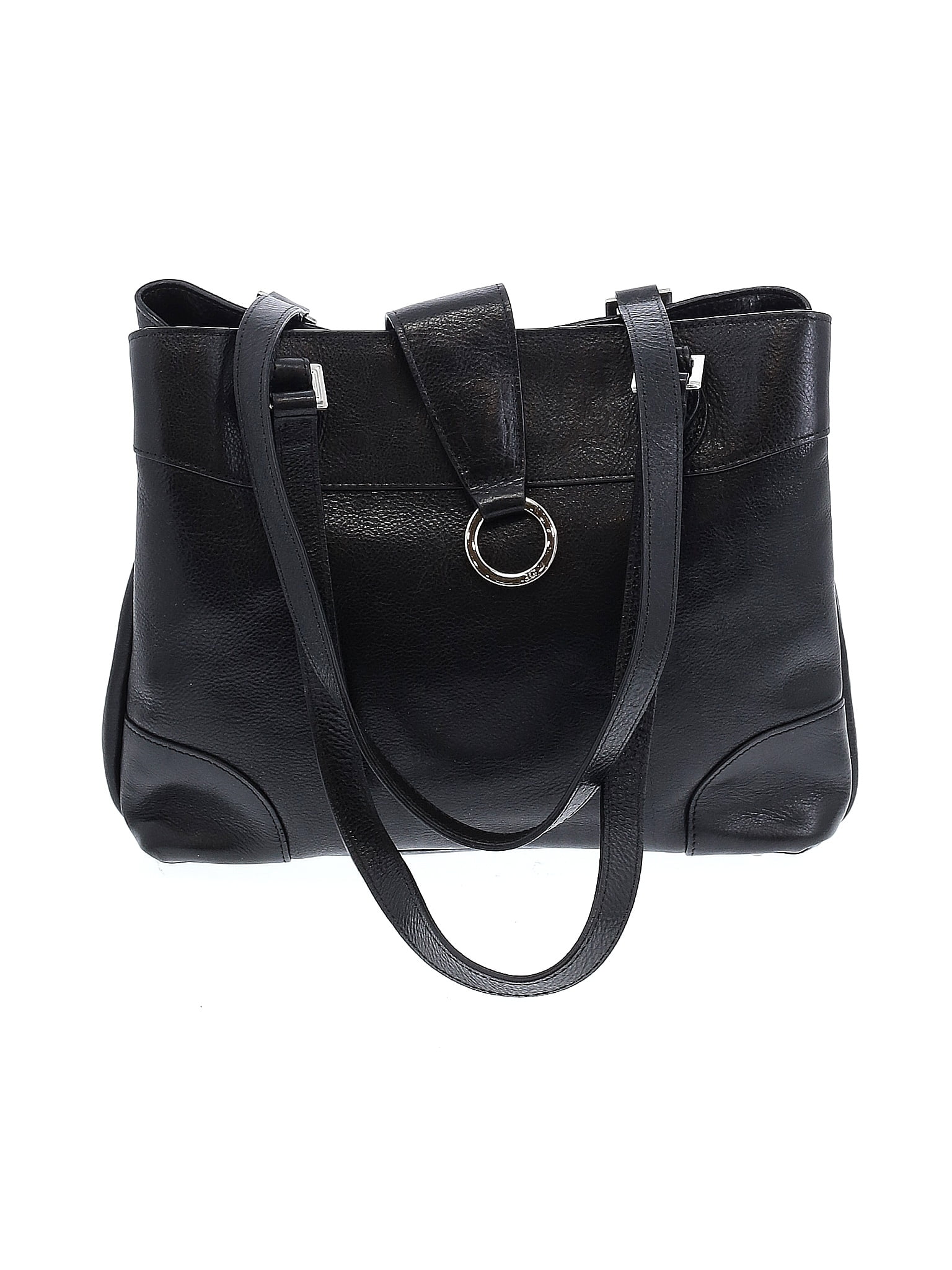 Jack Georges 100% Leather Solid Black Leather Shoulder Bag One Size ...