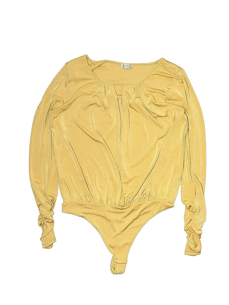 Intimately by Free People Solid Yellow Gold Bodysuit Size L - photo 1