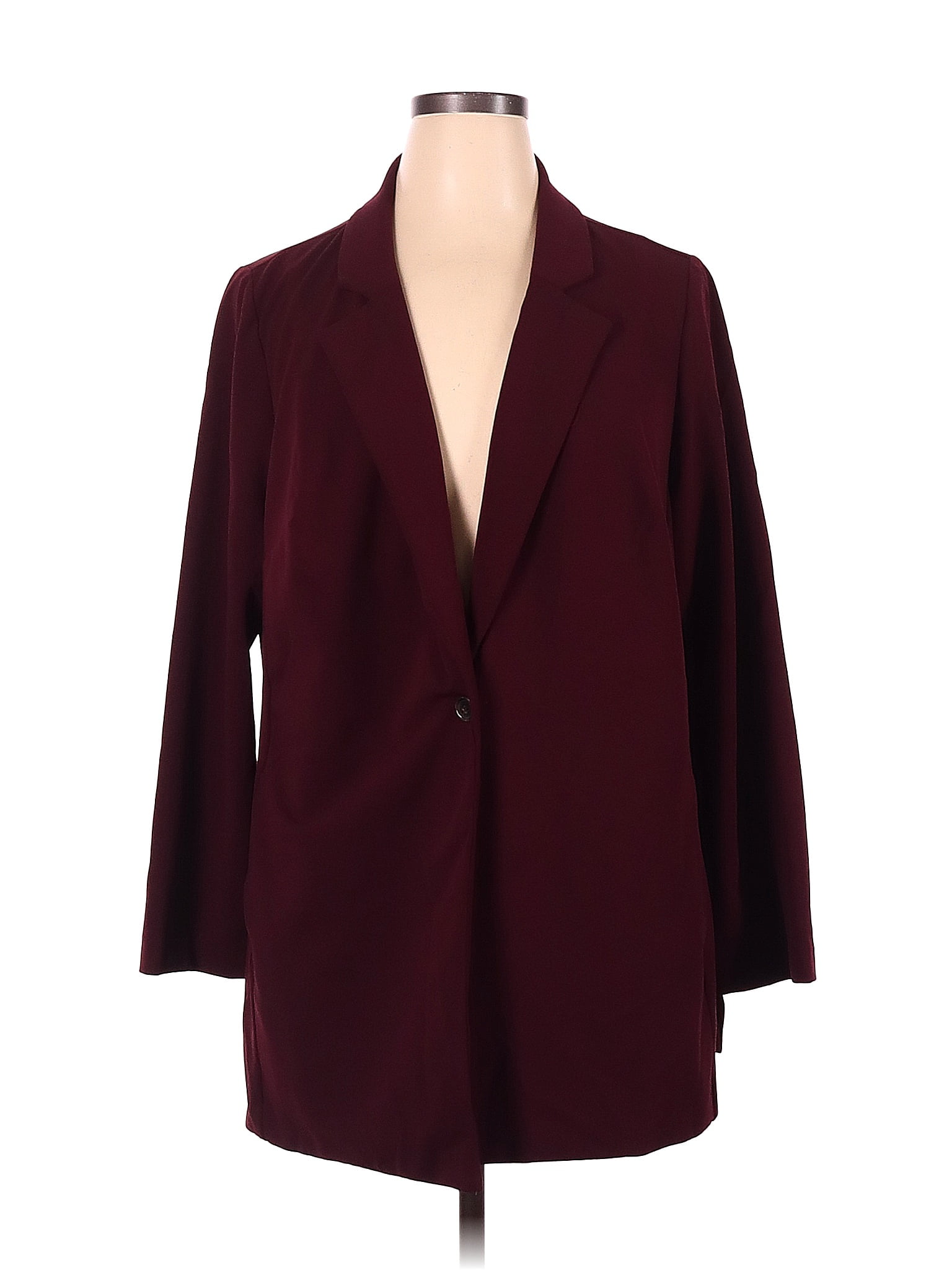 Catherines Solid Maroon Burgundy Blazer Size 1x Plus 63 Off Thredup