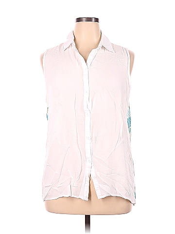 Womens Sleeveless Cotton Button Down Shirts