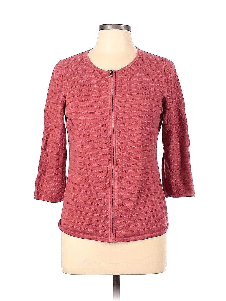 Ann Taylor Factory 100% Cotton Checkered-gingham Color Block Pink Cardigan Size L - photo 1
