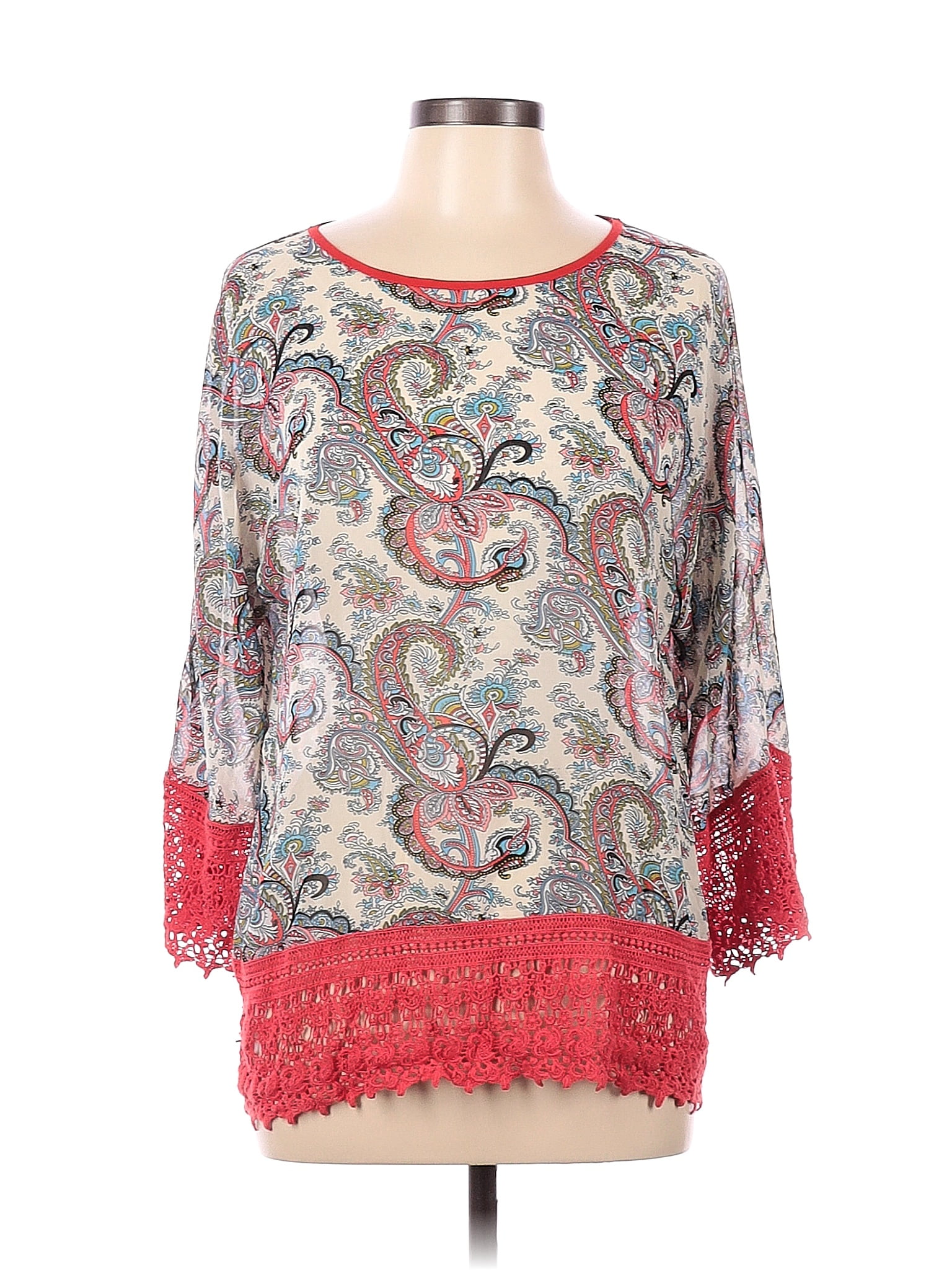 Umgee Full Size Notched Button Detail Half Sleeve Blouse Plus Size