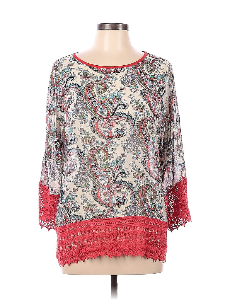 Umgee Paisley Ivory 3/4 Sleeve Blouse Size L - 71% off | thredUP