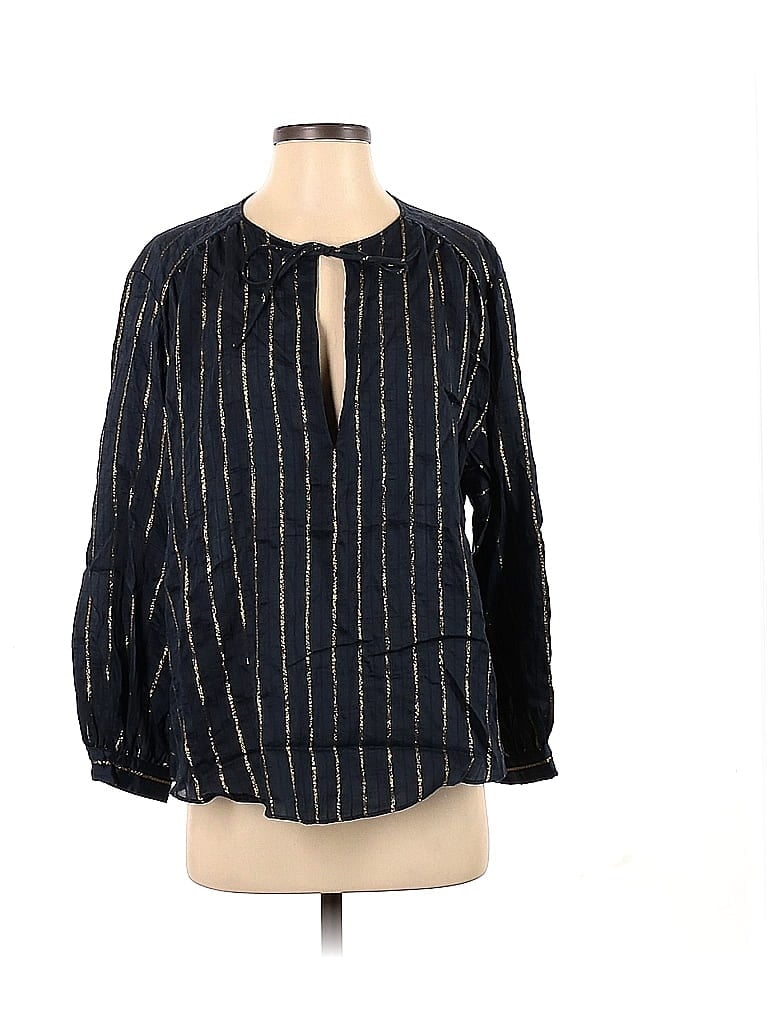 Pre-owned Zara Long Sleeve Blouse In Blue