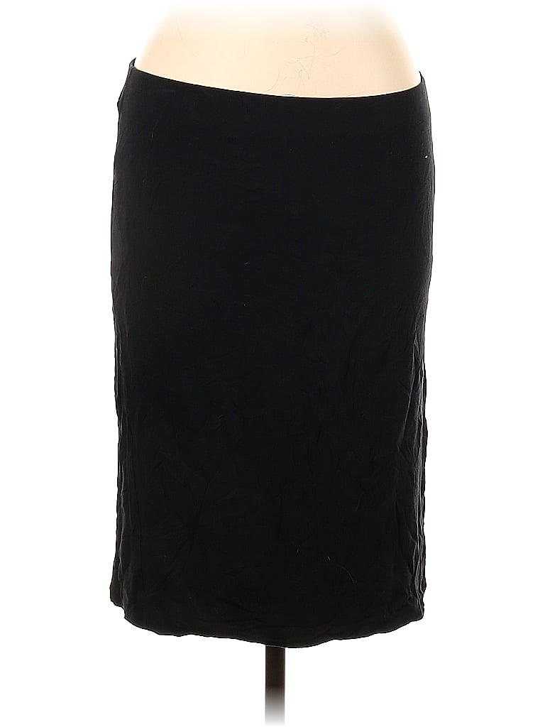 DKNYC 100% Viscose Solid Black Casual Skirt Size L - photo 1