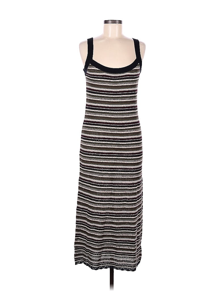 Lisa Todd Color Block Stripes Multi Color Black Casual Dress Size M ...