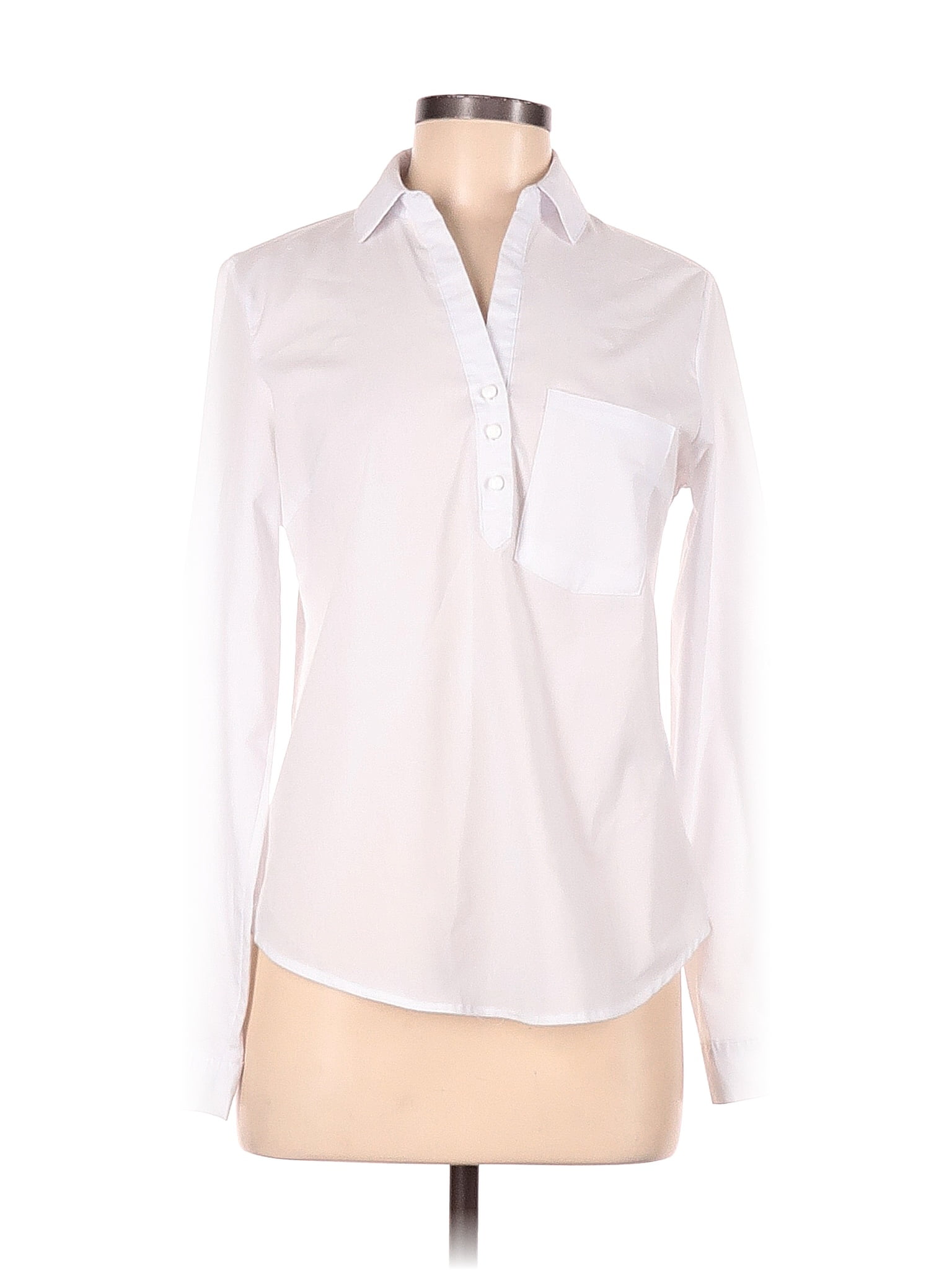 New Look Solid White Long Sleeve Blouse Size M - 50% off | thredUP