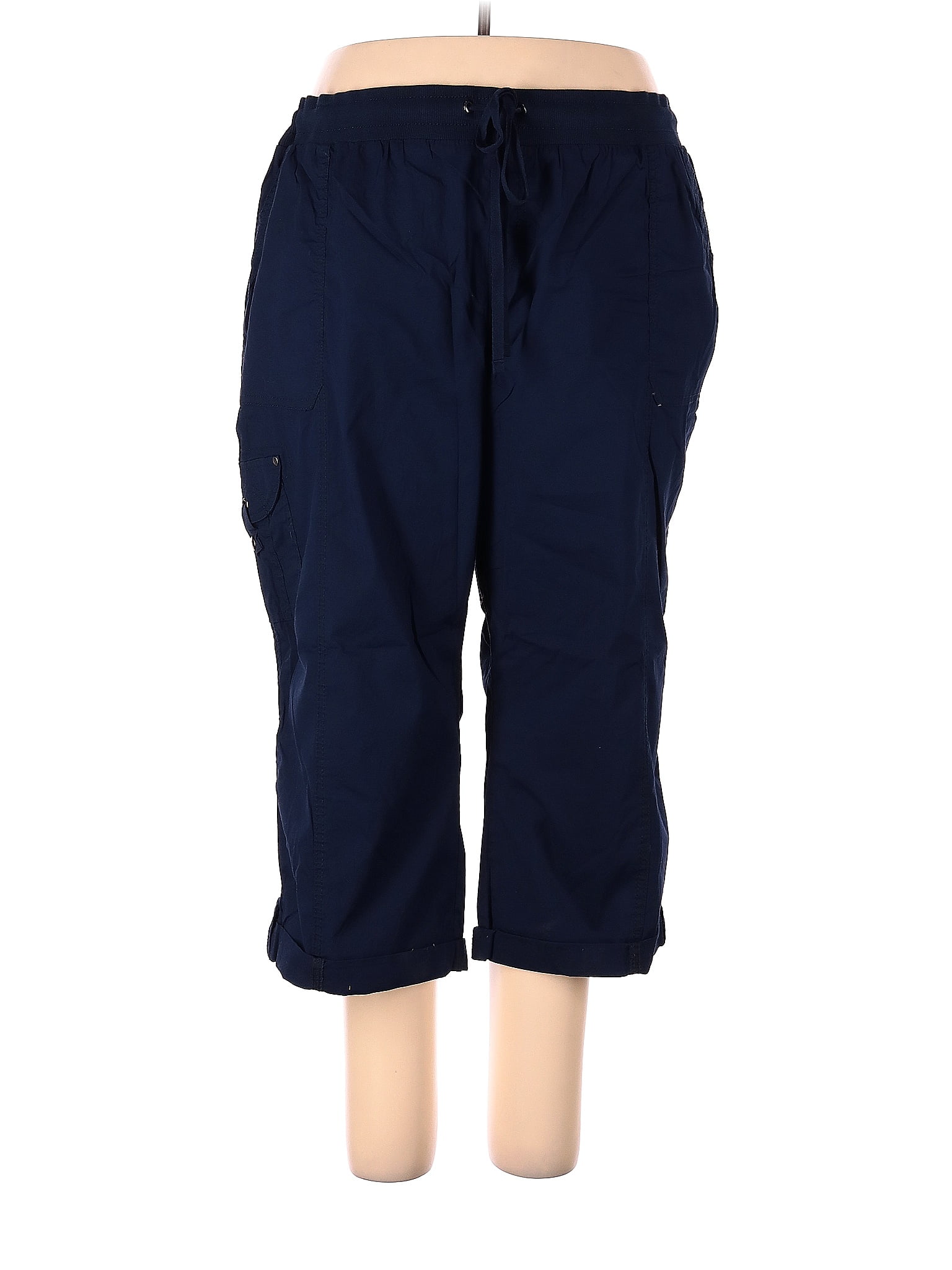 Evans 100 Cotton Solid Navy Blue Cargo Pants Size 24 (Plus) 60 off