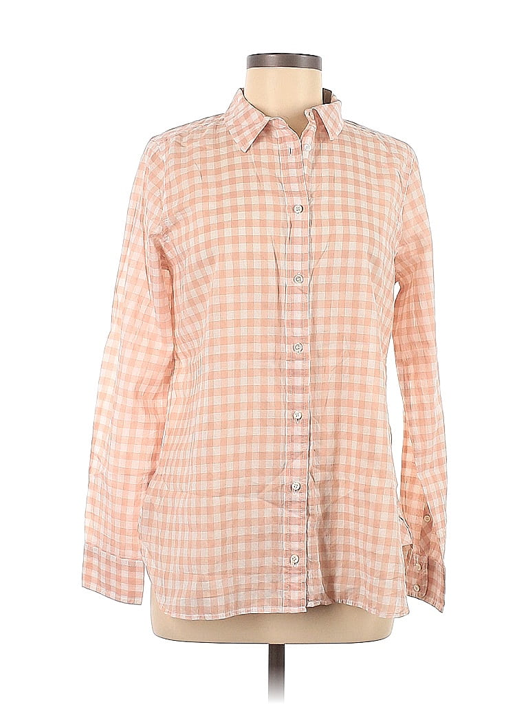 J.Crew Checkered-gingham Pink Long Sleeve Button-Down Shirt Size 8 - 83 ...