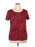 NY Collection Multi Color Burgundy Short Sleeve Blouse Size XL - photo 1