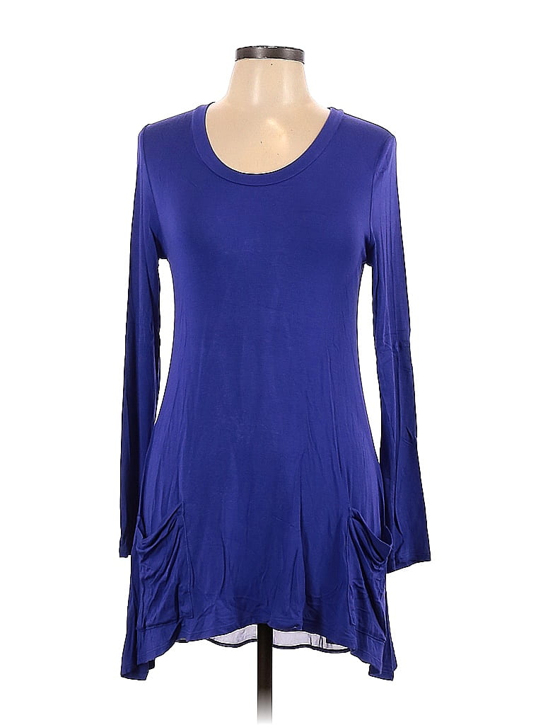 LOGO by Lori Goldstein Solid Sapphire Blue Long Sleeve Top Size S - photo 1