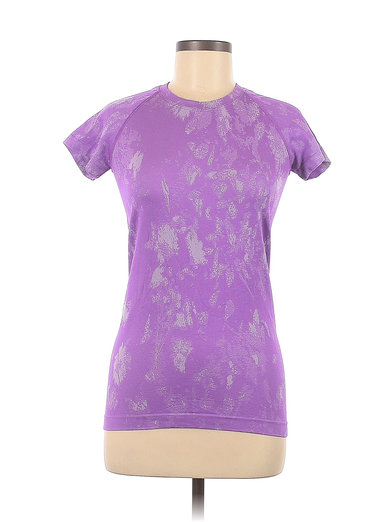 Lululemon Athletica Color Block Floral Purple Active T-Shirt Size