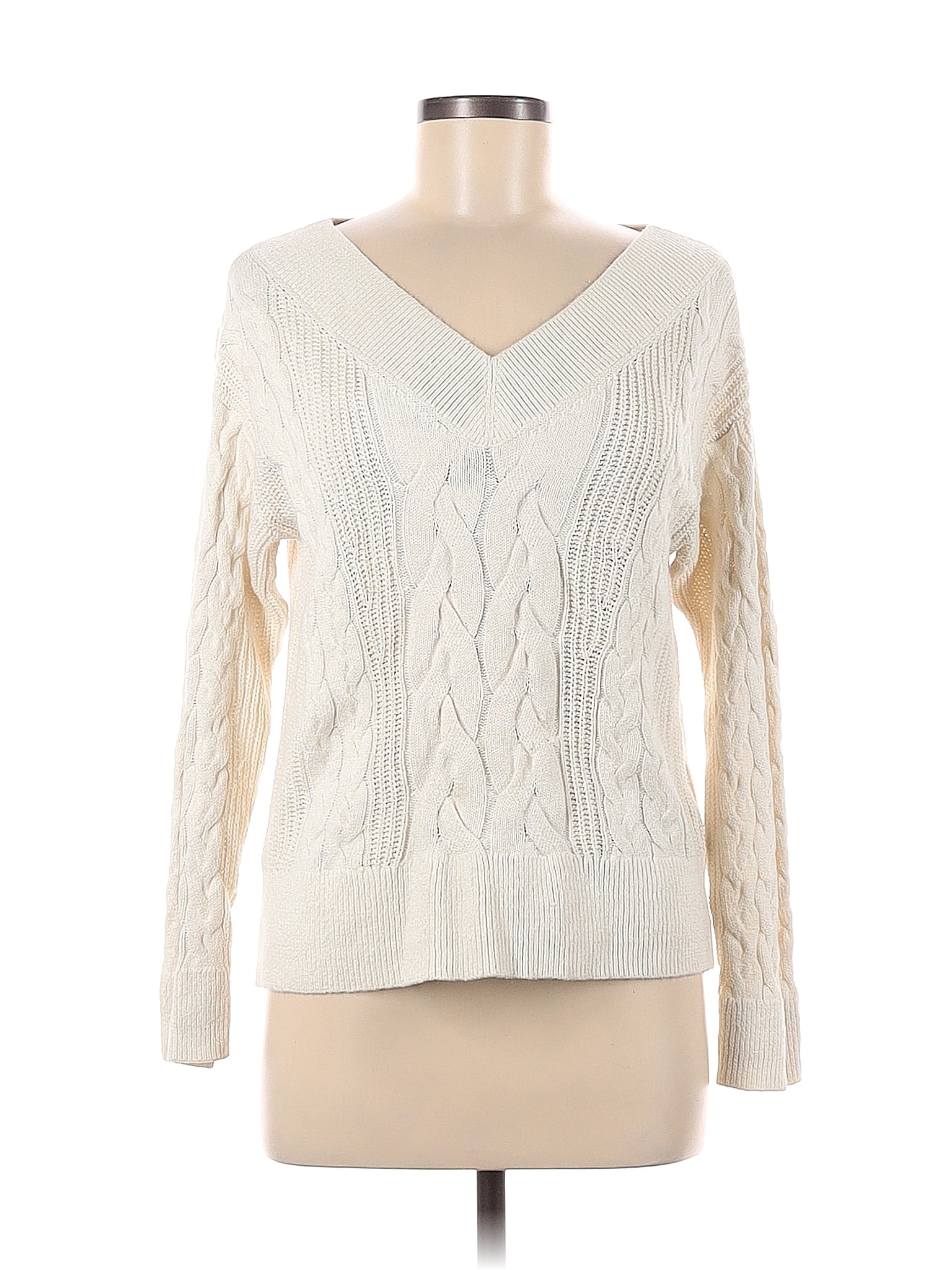 Banana Republic Color Block Solid Ivory White Pullover Sweater Size M ...