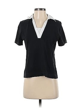 Cable & Gauge Short Sleeve Silk Top (view 1)