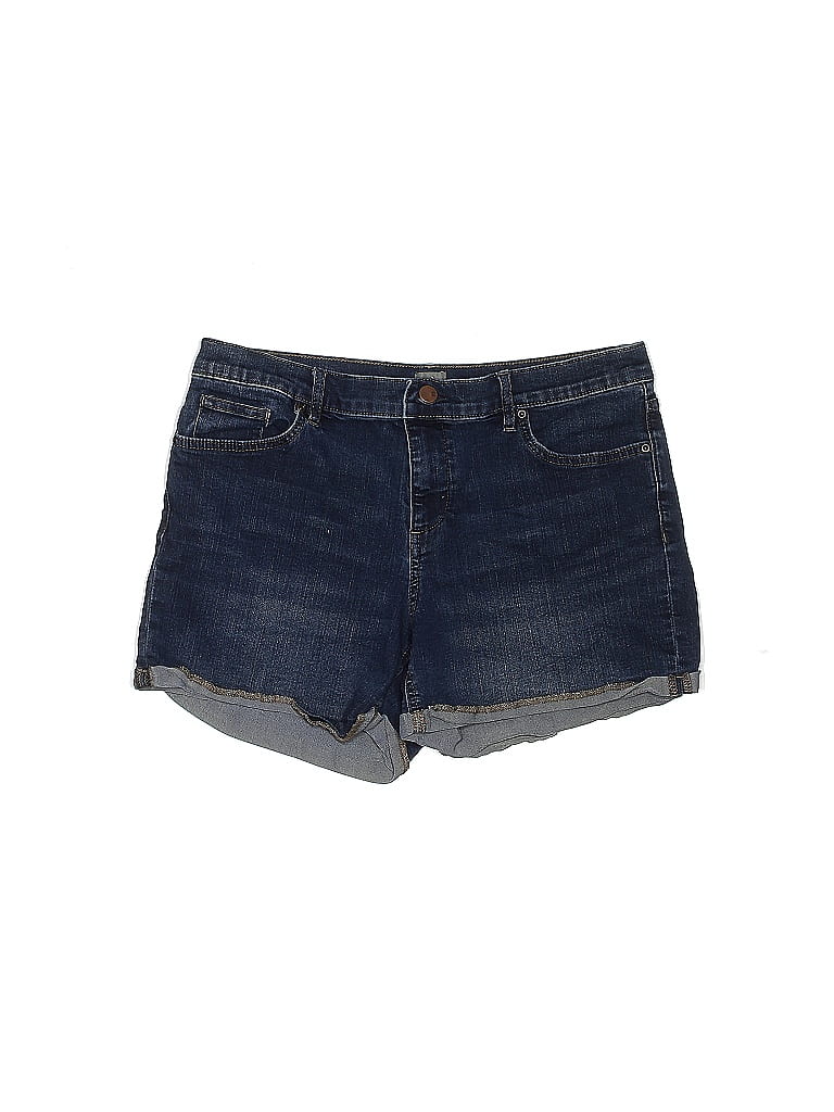 Soho JEANS NEW YORK & COMPANY Solid Blue Denim Shorts Size 12 - photo 1