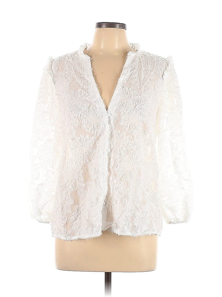 Pre-owned Shein 3/4 Sleeve Blouse In White