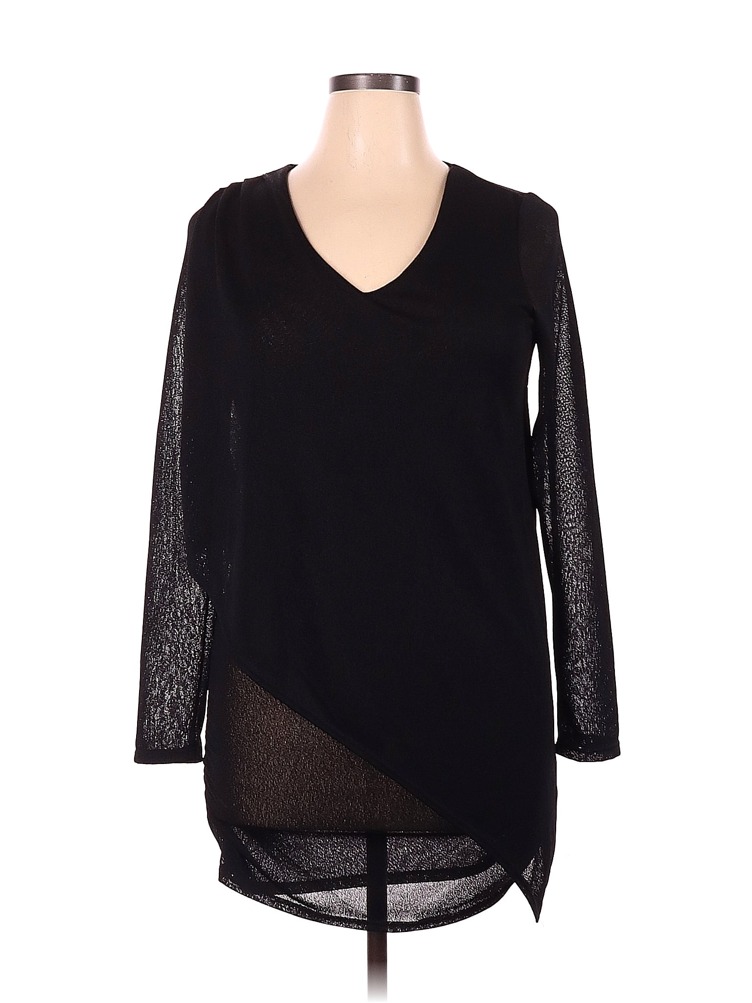 Lola And Sophie 100 Polyester Black Long Sleeve Top Size Xl 83 Off